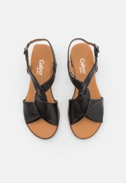 Gabor Comfort Wedge Sandals - Black -Gabor Sales Store 43d7c350a9ba42b6a87e5ded3582d46a
