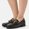 Gabor Comfort Slip-Ons - Black/Dark Gold