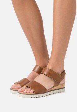 Gabor Comfort Wedge Sandals - Cognac
